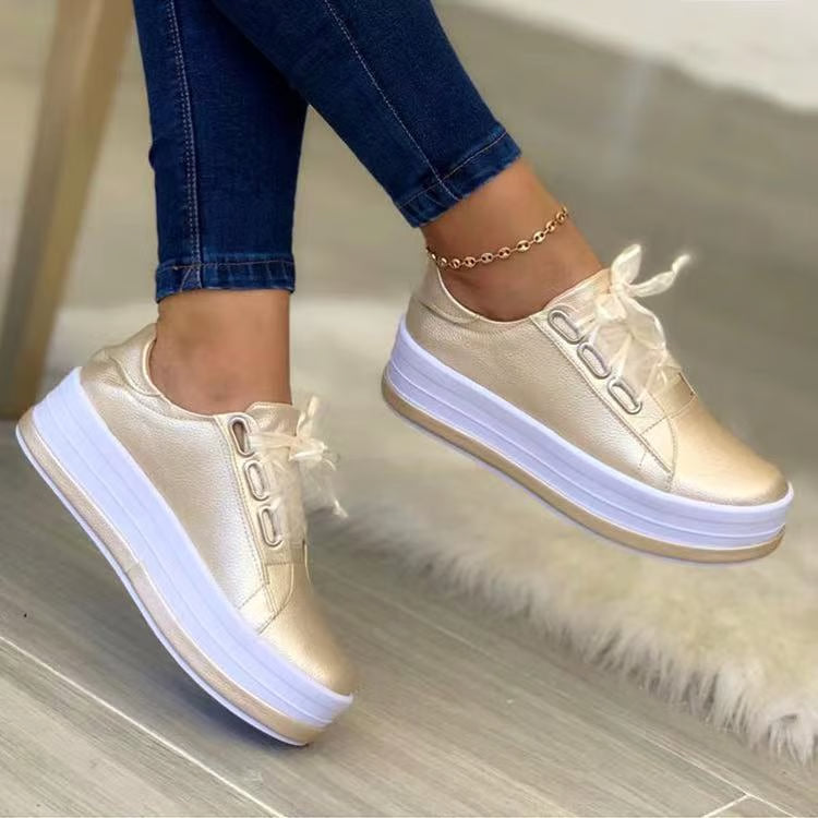 Women's Platform Sneakers – Thick Sole, Breathable & Lace-Up Running Shoes