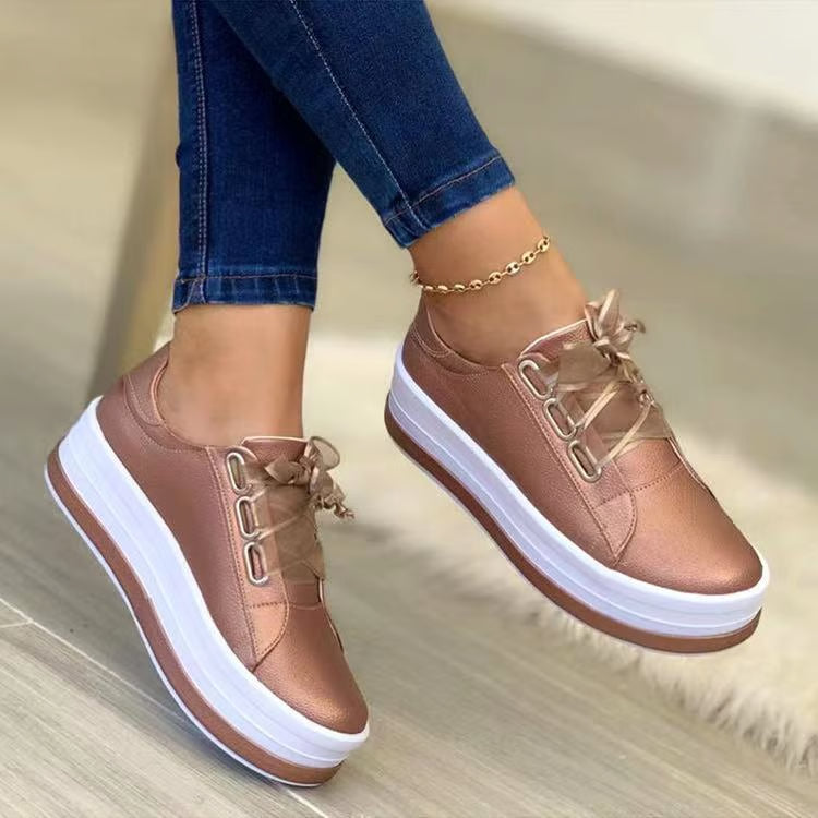 Women's Platform Sneakers – Thick Sole, Breathable & Lace-Up Running Shoes