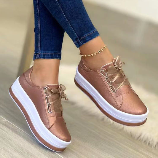 Women's Platform Sneakers – Thick Sole, Breathable & Lace-Up Running Shoes