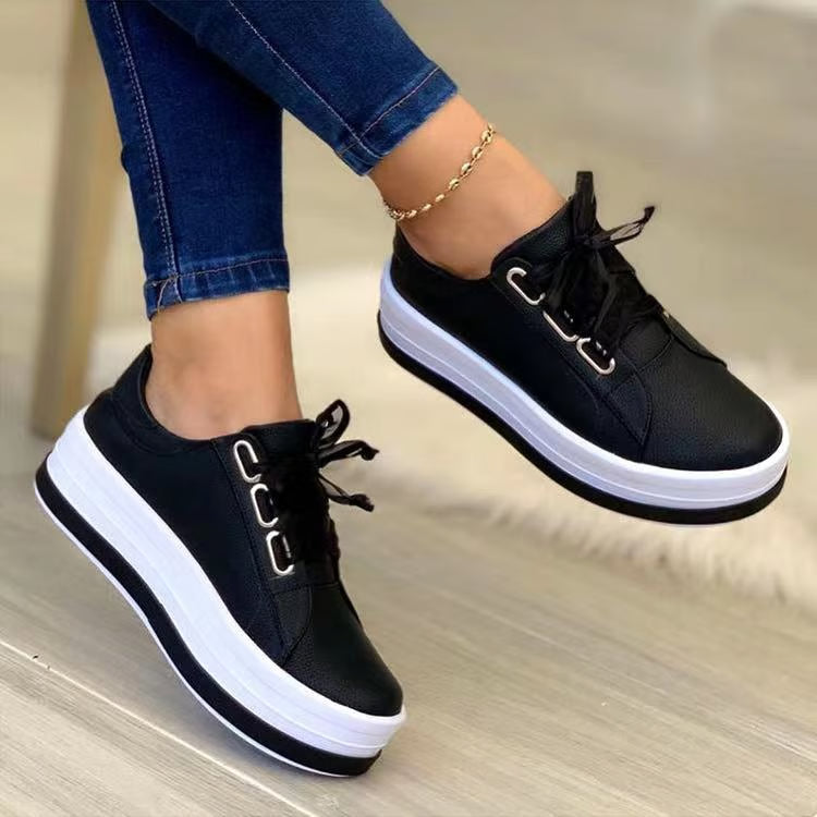 Women's Platform Sneakers – Thick Sole, Breathable & Lace-Up Running Shoes
