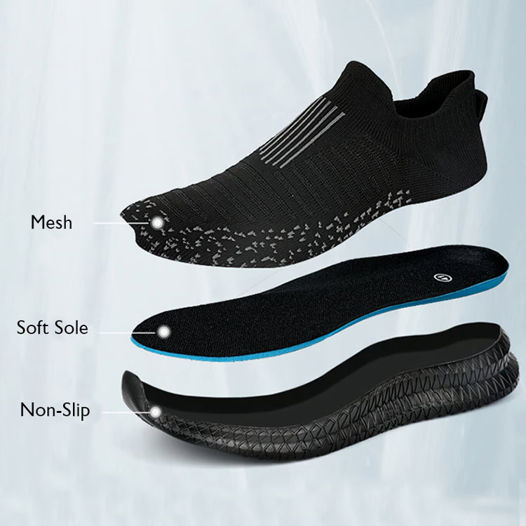 Mens Breathable Walking Shoes Lightweight Slip On Sneakers Casual Outdoor Comfort