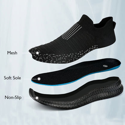 Mens Breathable Walking Shoes Lightweight Slip On Sneakers Casual Outdoor Comfort
