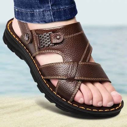 Men's Leather Sandals Soft Comfort, Breathable & Non-Slip Outdoor Shoes