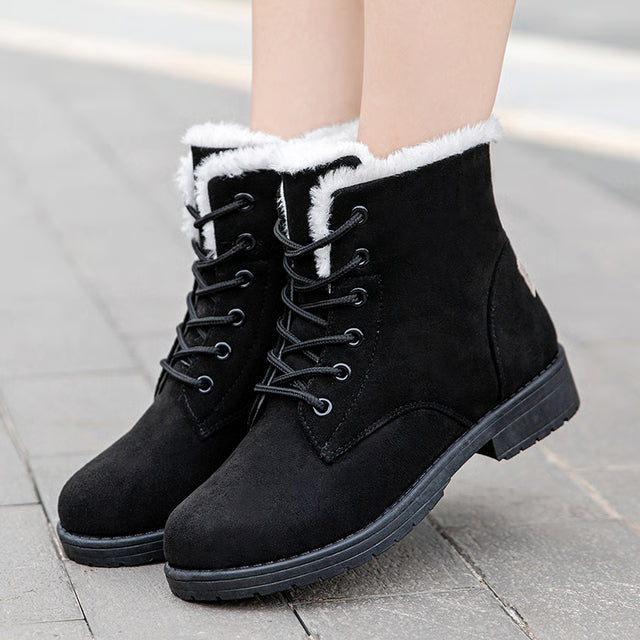 Women's Flat Platform Boots Plush, Warm & Cozy Winter Shoes